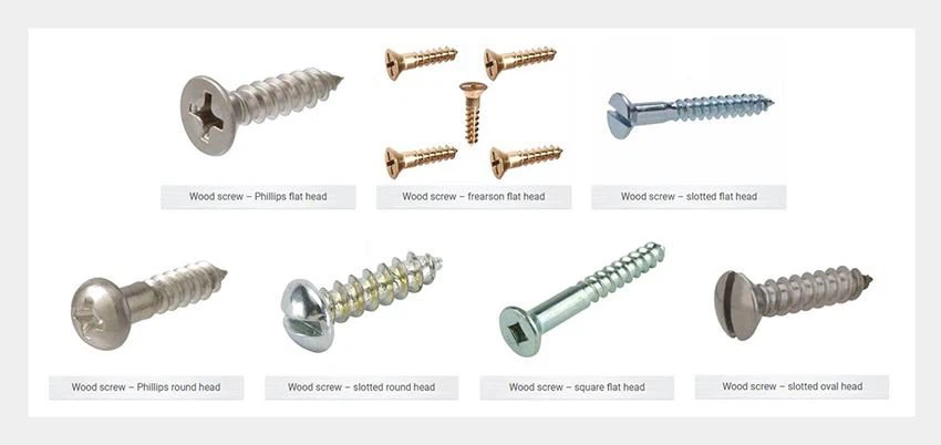 Flat Head Wood Screw types